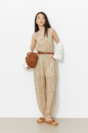 Promod Combi-pantalon sarouel fleurie Imprimé rose 38