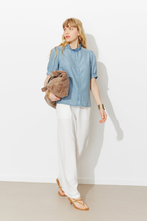 Promod Chemise en lyocell Femme Jean moyen 34