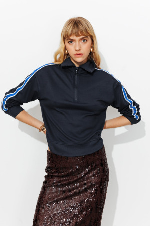 Promod Sweat-shirt à bandes Femme Marine