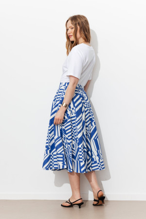 Promod Jupe midi évasée Femme Imprimé bleu 34