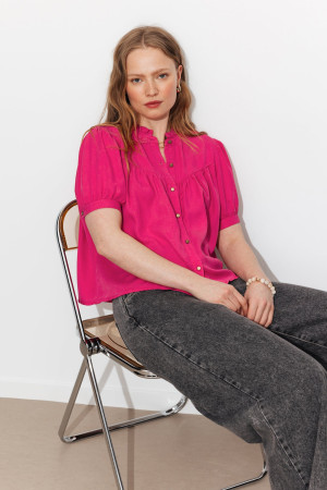 Promod Chemisier col Victorien Femme Rose fuchsia