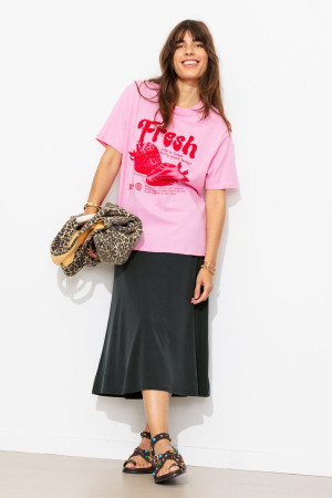 Promod Jupe midi en jersey uni Noir M