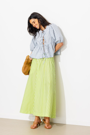 Promod Jupe midi évasée rayée Femme Rayé jaune