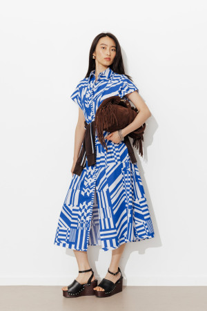 Promod Robe-chemise imprimée Femme Imprimé bleu