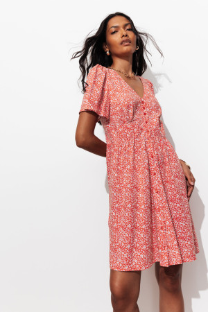 Promod Robe courte imprimée Femme Imprimé rouge 44