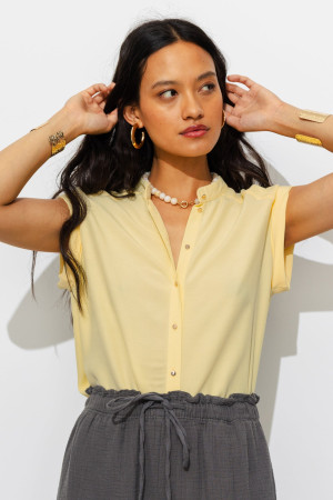 Promod Chemise unie manches courtes Jaune clair M