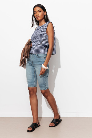 Promod Bermuda capri en jean Femme Jean clair 36
