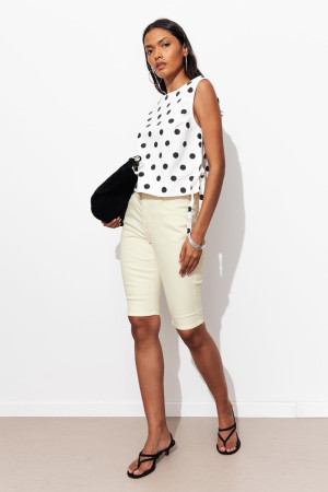 Promod Bermuda slim en toile femme Ecru