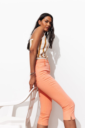 Promod Pantalon capri slim Femme Abricot 46