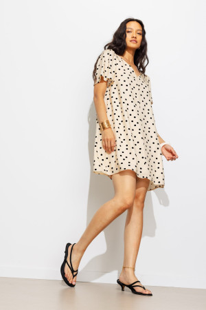 Promod Robe courte à pois Femme Blanc / Orange 42