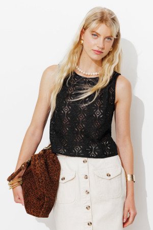 Promod Top en broderie anglaise Femme Noir 34