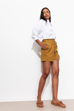 Promod Short en gaze de coton Femme Marron 44