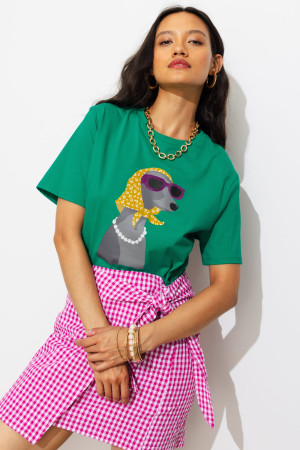 Promod T-shirt manches courtes Femme Imprimé vert M