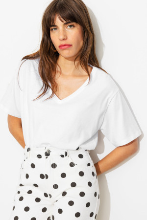 Promod T-shirt basique col V Femme Blanc XXL