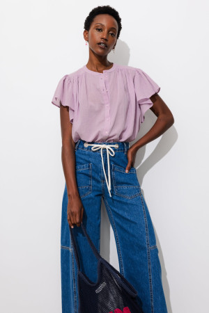 Promod Chemise en cotonnade unie Violet 38