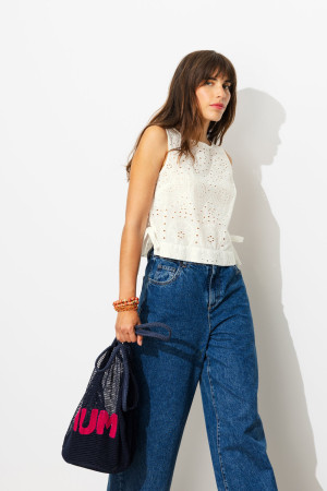 Promod Top en broderie anglaise Femme Ecru