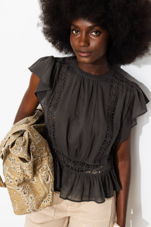 Promod Blouse brodée Femme Gris 44