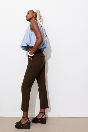 Promod Pantalon cigarette Femme Marron foncé 38