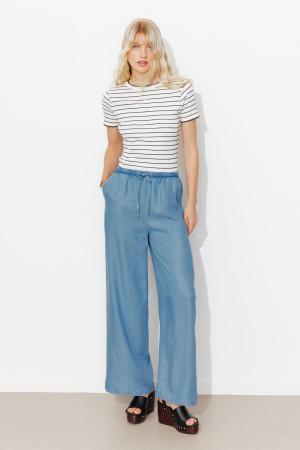 Promod Pantalon large en lyocell Jean moyen 48