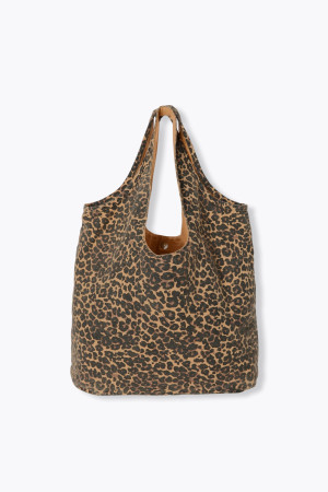 Promod Sac en toile léopard Femme Imprimé camel Unique