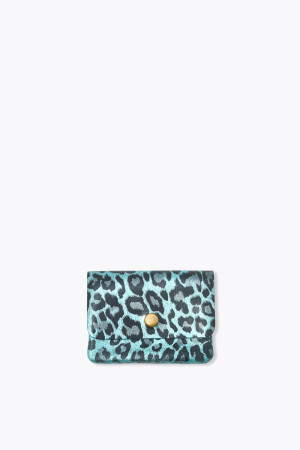 Promod Porte-monnaie léopard en cuir Bleu
