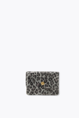 Promod Porte-monnaie léopard en cuir Imprimé gris