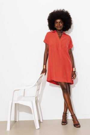 Promod Robe-tunique en lyocell Femme Rouge 38