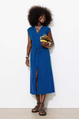 Promod Robe midi en jersey uni Femme Bleu