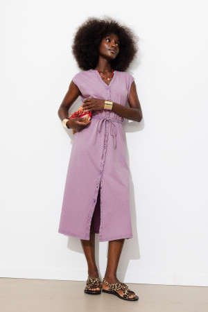 Promod Robe midi en jersey uni Femme Violet XS