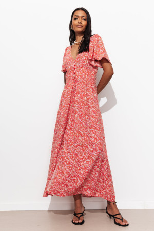 Promod Robe longue imprimée Femme Imprimé rouge 42