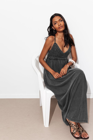 Promod Robe en crochet et jersey Noir