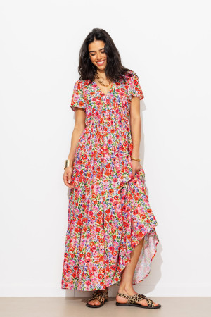 Promod Robe longue à fleurs Femme Imprimé écru