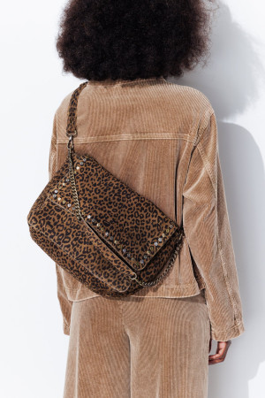Promod Sac léopard en cuir suédé Imprimé multicolore
