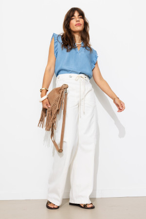 Promod Blouse en lyocell Femme Jean moyen 44