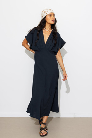 Promod Robe longue et unie Femme Marine 36