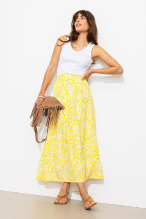 Promod Jupe longue imprimée Femme Imprimé jaune L