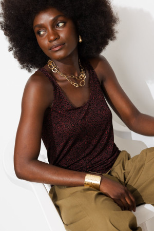 Promod Débardeur léopard Femme Imprimé noir