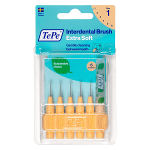 Tepe Extra Soft Arancione Scovolino Interdentale ISO 1 0,45 mm 6 Pezzi Setole Morbide Gengive Sensibili