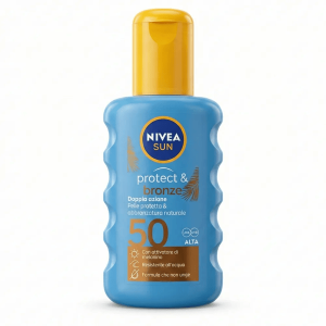 Nivea Sun Protect & Bronze SPF50 200ml Latte Solare per Pelle chiara Protezione Alta con Colore Dorato