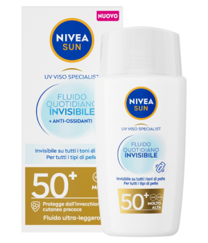 Nivea Sun Fluido Quotidiano Invisibile SPF 50+ 40 ml Crema Solare Viso SPF 50+ Invisibile e Leggera
