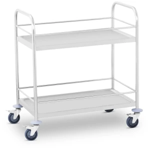 Servírovací vozík - ušľachtilá oceľ - 2 police so zábradlím - police: 82 x 50 cm - 300 kg - Royal Catering 10010353