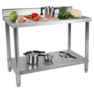 Royal Catering PracovnÃ½ stÃ´l z uÅ¡Ä¾achtilej ocele - 120 x 60 cm - nosnosÅ¥ 250 kg - s lemom 10011088