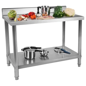 Royal Catering Pracovný stôl z ušľachtilej ocele - 120 x 70 cm - s lemom - 115 kg nosnosť 10011089