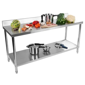 Royal Catering Pracovný stôl z nehrdzavejúcej ocele - 180 x 60 cm - lem - nosnosť 250 kg 10011097