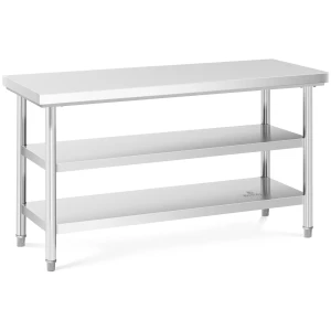 Royal Catering PracovnÃ½ stÃ´l z uÅ¡Ä¾achtilej ocele - 150 x 60 cm - 500 kg - 3 Ãºrovne 10011653