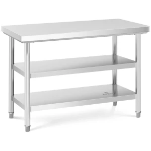 Royal Catering PracovnÃ½ stÃ´l z uÅ¡Ä¾achtilej ocele - 120 x 60 cm - 500 kg - 3 Ãºrovne 10011655