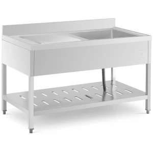 UmÃ½vacÃ­ drezovÃ½ stÃ´l - 1 umyvadlo - Royal Catering - uÅ¡Ä¾achtilÃ¡ oceÄ¾ - 140 x 70 cm 10011685
