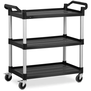 Servírovací vozík - plast / hliník - 3 police - police: 85 x 50 cm - 150 kg - čierna - Royal Catering 10011718