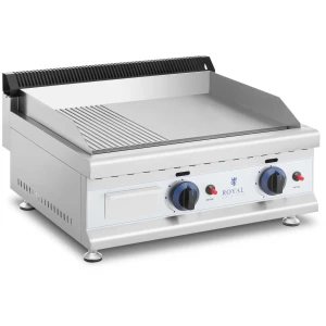 Royal Catering Dvojitý plynový gril - 60 x 40 cm - hladký/vrúbkovaný - 2 x 3 100 W - zemný plyn - 20 mbar 10011918