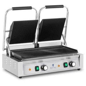 Royal Catering Dvojitý kontaktný gril - 3 600 W - vrúbkovaný 10011989